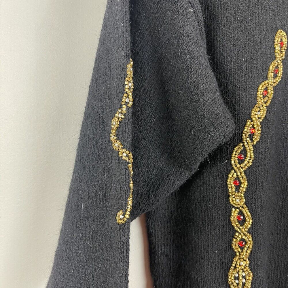 Vintage 90s Black‎ Silk Blend Sweater Multi-Color Beaded Anytime Glitz Small - Picture 5 of 9